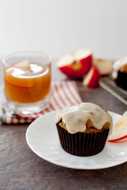 apple cider muffins with browned butter glaze
