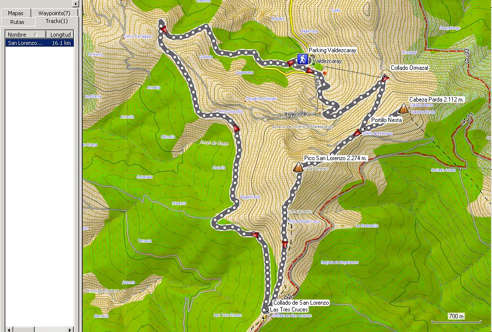 Mapa San Lorenzo y Cabeza Parda desde Valdezcaray