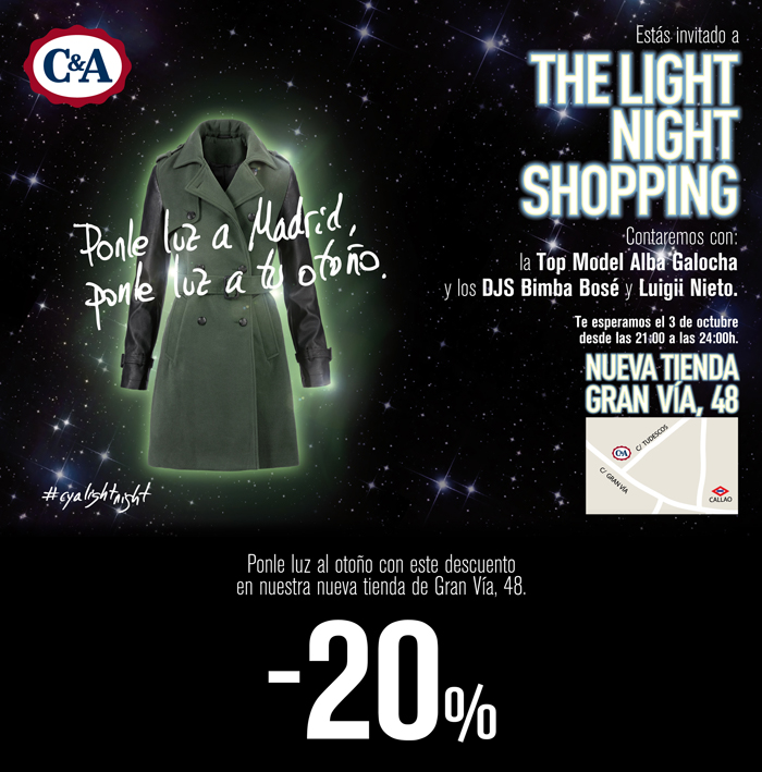 C&A flyer the light night shopping gran via madrid