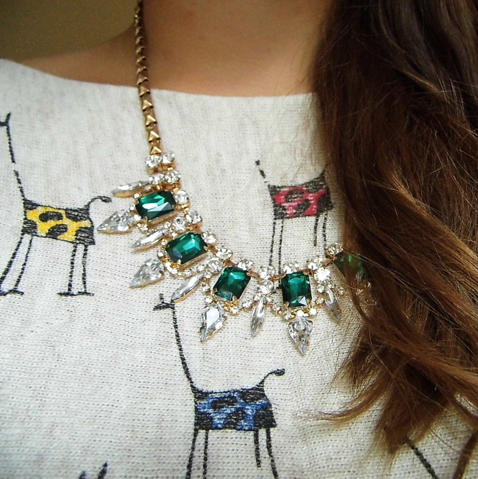 Green Necklace & Giraffe Jumper