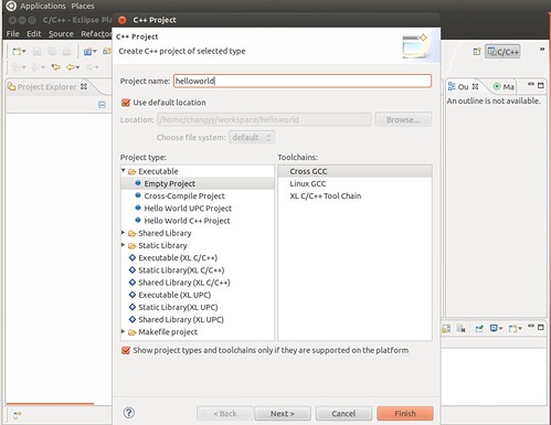 Ubuntu 12.04 Eclipse New C++ Project 2