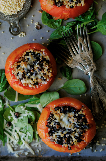 Spicy Coucous and Black Bean Stuffed Tomatoes