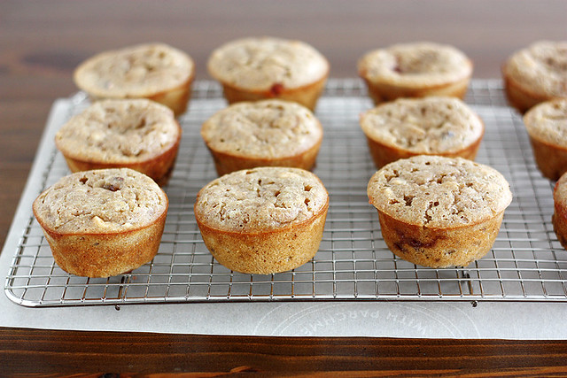 jam-filled toasted hazelnut bran muffins