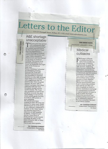Jan 2&7 2014 A raft of letters sent to all the regional and National papers