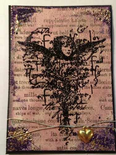 Heat Embossing on a book page technique ATC by beemgee1
