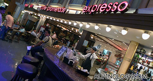 Cafe Promenade - there is Ben & Jerry ice cream as well as Starbucks coffee available with top-up charges 