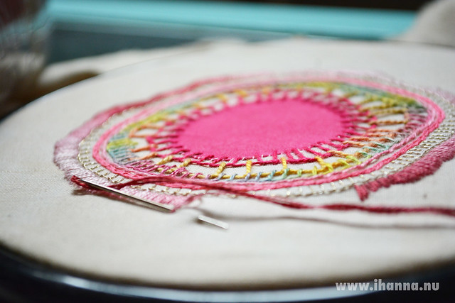 Embroidered mandala beginning