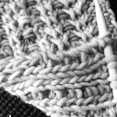 I spent all day yesterday swatching failed 2-color reversible stitch pattern ideas, finally gave up for the day, then at night an idea struck out of nowhere, and it was PERFECT!! You get a b&w secret shot for now, but I can't wait to reveal it sometime so
