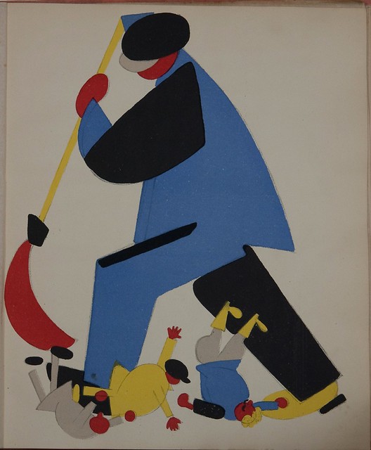 Russian placards, 1917-1922 (Vladimir Lebedev) - A workman sweeping the criminal elements out of the Republic (work conrol)