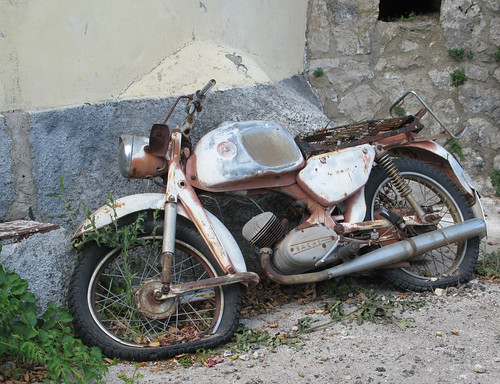 Old abandoned Sachs Engined two stroke motorcycle by davekpcv