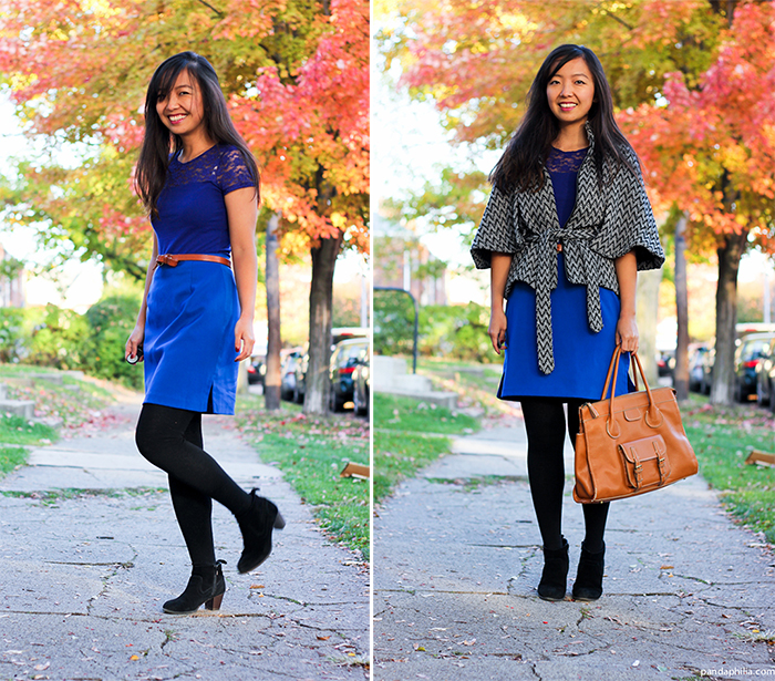 cobalt blue and chevron tweed for fall