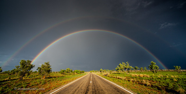road, rainbow