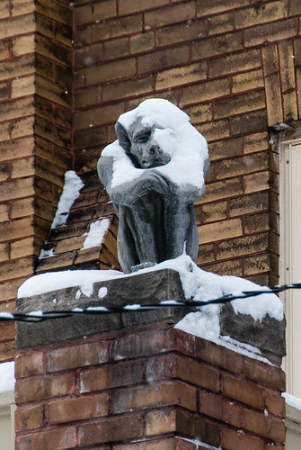 The gargoyle of Keewatin is not amused by the snow - #350/365 by PJMixer