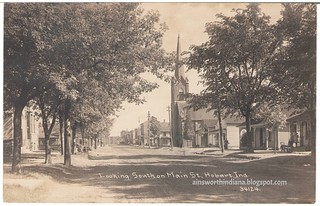 Looking south on Main from near Front St., Hobart IN. Postmark 1913. Rosalie Pfister.
