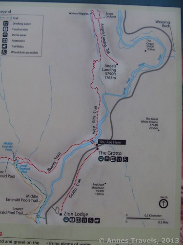 Map of the Angel's Landing Trail, Zion National Park, Utah