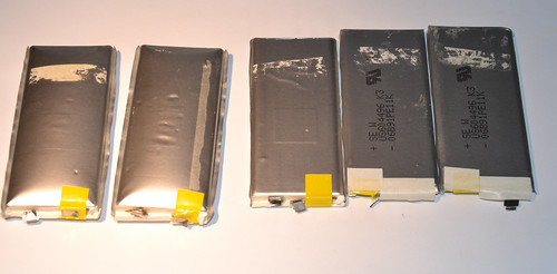 Batteries separated from the main board.