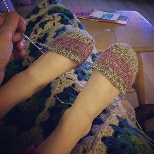 She wanted to try them on. "They're perfect" #knittingsocks #knitting #wip