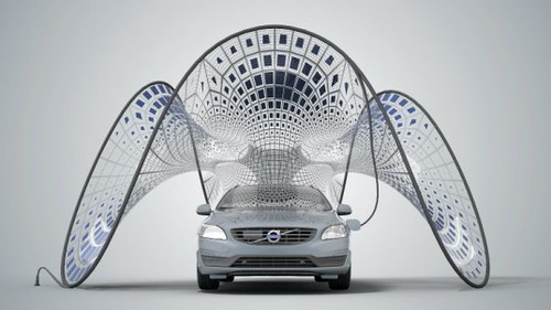 SDA показала навес с солнечными батареями для подключаемого гибрида Volvo V60