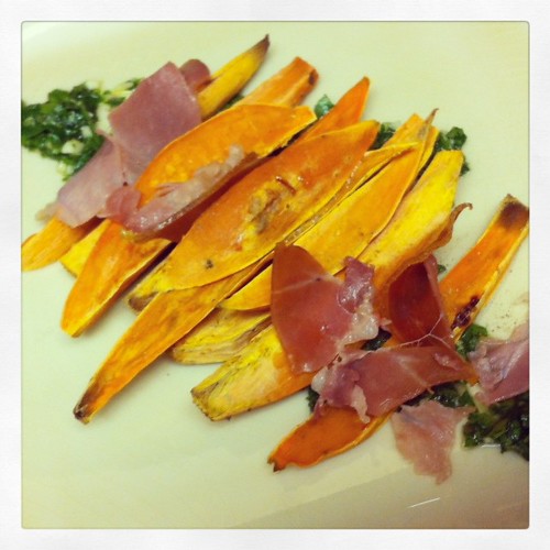 Roasted Sweet Potatoes with Speck and Chimichurri Dianna