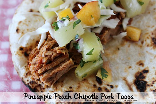 Pineapple Peach Chipotle Pork Taco close up.