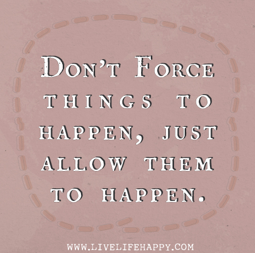 Don’t force things to happen, just allow them to happen.