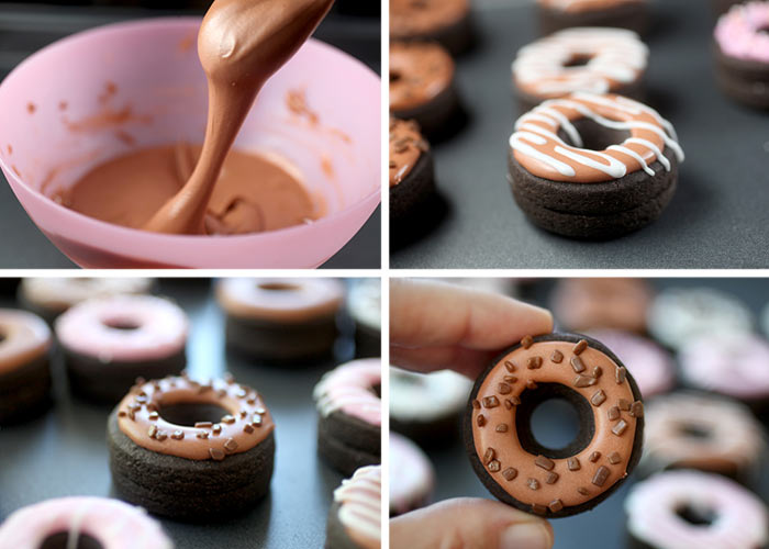 Decorating Chocolate doughnuts