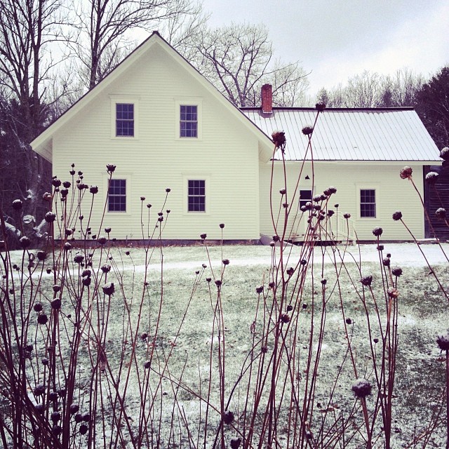 This morning - our first snow in the farmhouse.