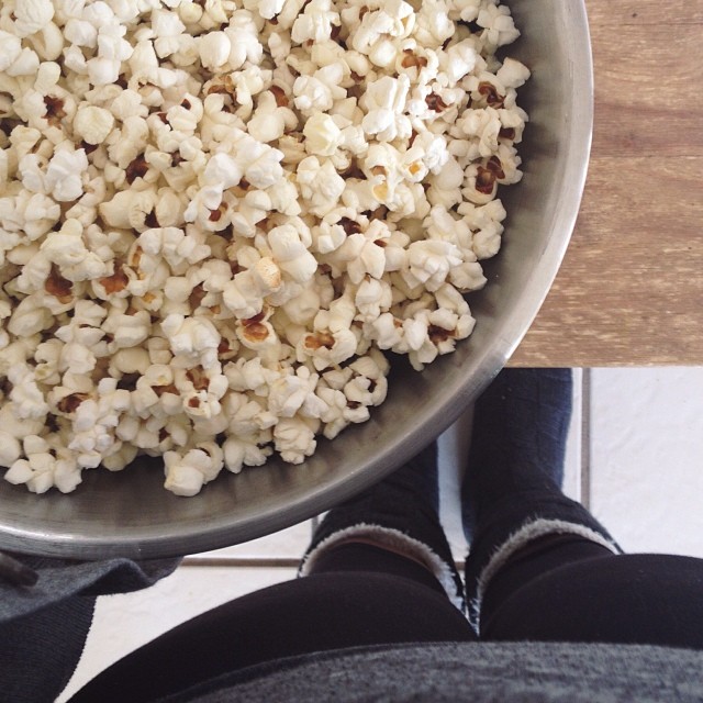 veteran garland-maker tip: pop your corn a day or two in advance. stale popcorn is easier to string. #ahartfeltadvent