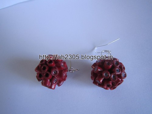 Handmade Jewelry - Paper Quilling Globle Earrings (Maroon - V) (2) by fah2305