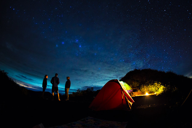 camping, stars, sky
