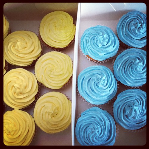 One guess as to the colours of the soccer team these are headed for ;D #cupcakeorder #baking #atwarwithbuttercream