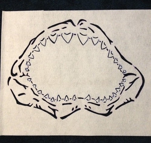 Shark jaw stencil after cutting