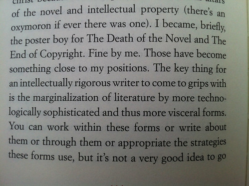 "the marginalization of literature by more technologically sophisticated and thus more visceral forms"