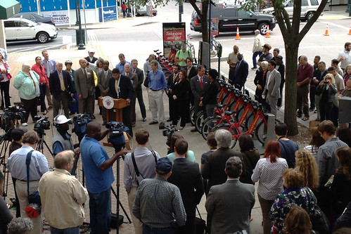 Crowd at Bikeshare Grand Opening in Rockville