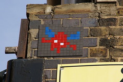 Red and Blue Space Invader The Old Truman Brewary London