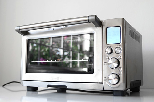 Closeup shot of the Breville stainless steel toaster oven