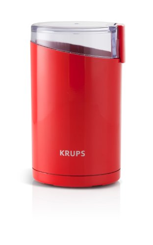 KRUPSF2034550 Electric Spice and Coffee Grinder with Stainless Steel Blades, Red