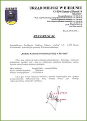 Referencje Urzędu Miejskiego w Bieruniu 2006r. (budowa Komendy Powiatowej Policji w Bieruniu)