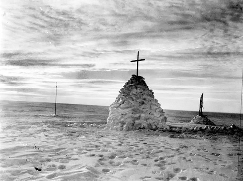 The grave of Robert Falcon Scott, Henry Robertson Bowers and Edward Adrian Wilson