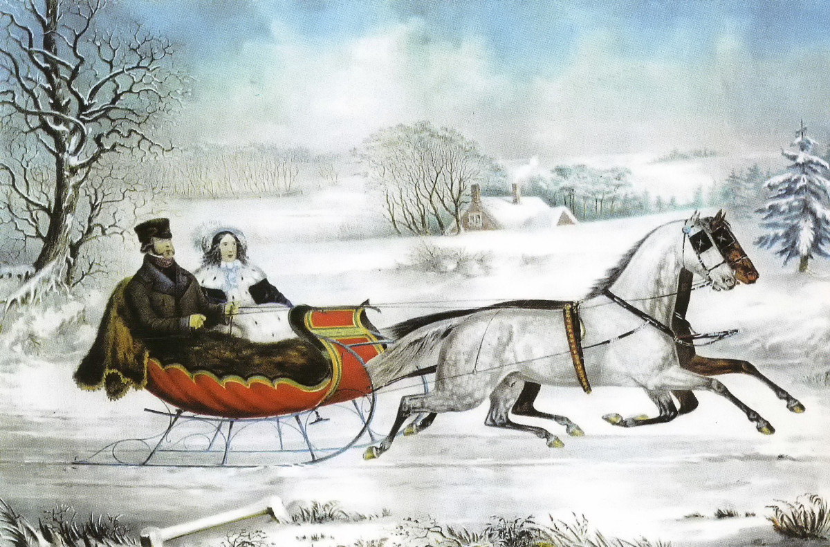 The Road - Winter by Otto Knirsch, published by Currier and Ives, 1853