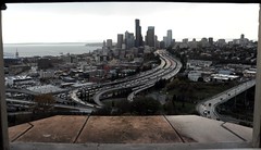 Seattle traffic from the top of Amazon's PAC building 