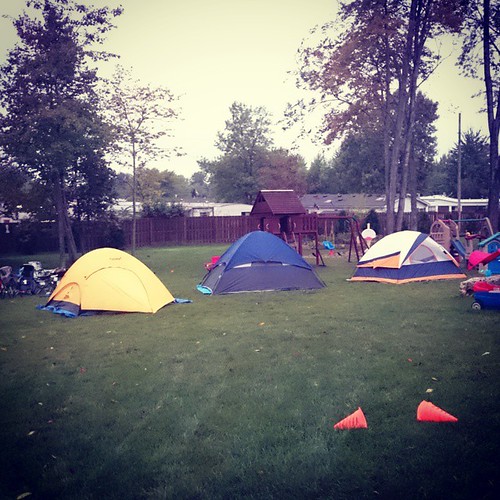 Backyard camping with the 3 year olds