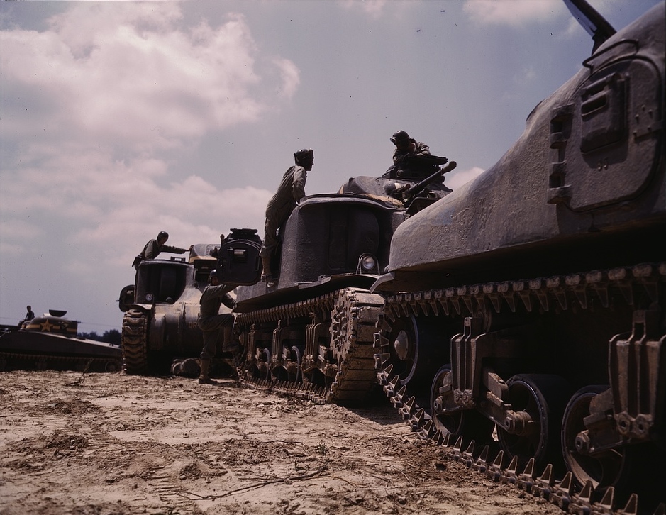 M-3 and M4 tank company at bivouac, Ft. Knox, KY, 1942