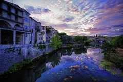 #reflection of the #village in the #river. #sauve #gard #languedoc #france   #beautifulfrance #magnifiquefrance #colorful #hdr #sunset