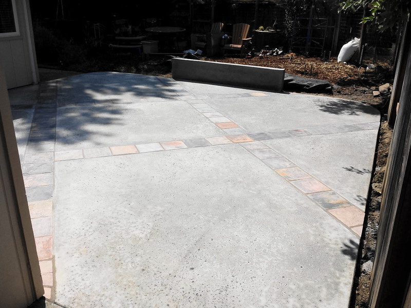 Custom Patio With Tile And Seating Wall In Davis