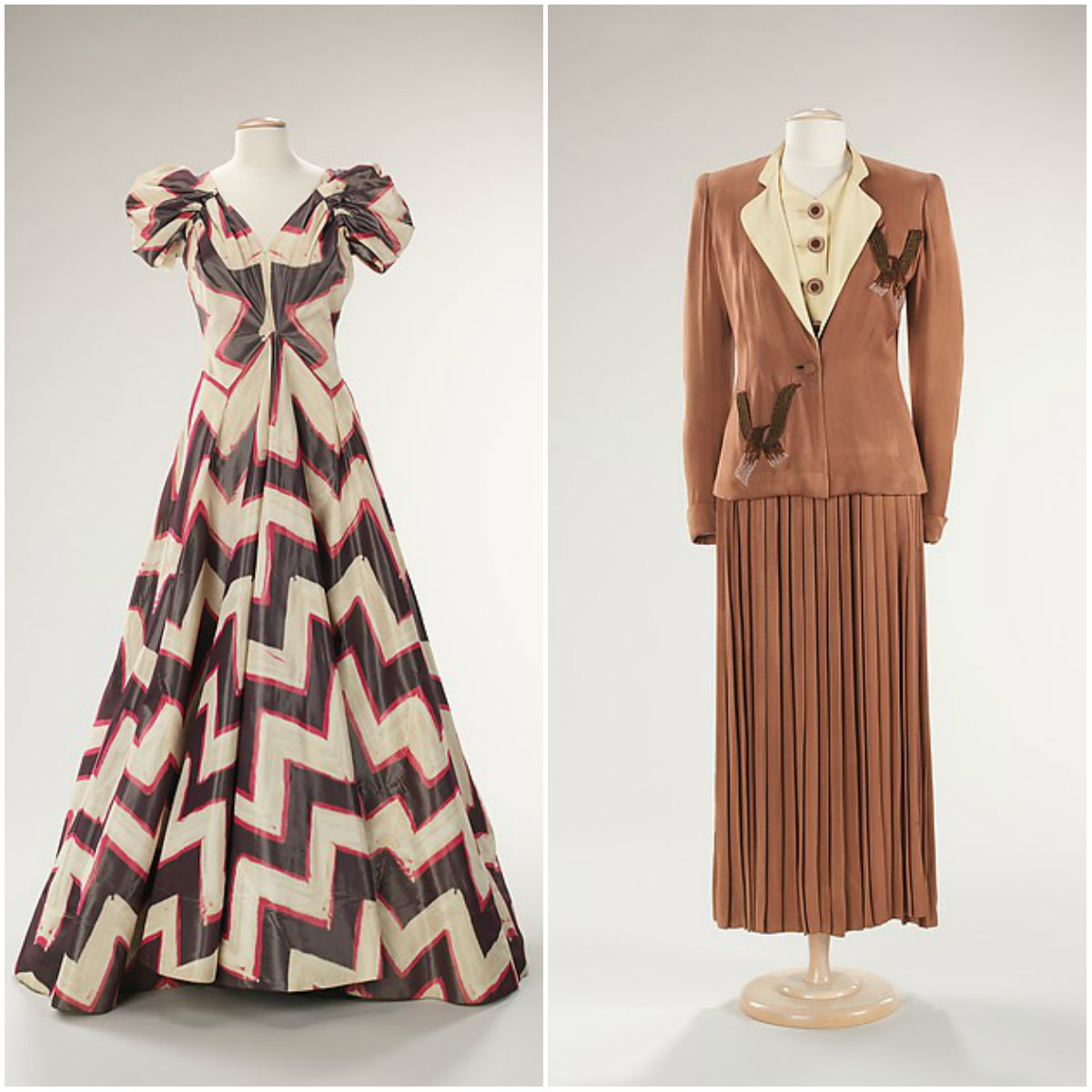1940s. 'Féminité' dress and Ensemble. Silk, synthetic, beads. metmuseum