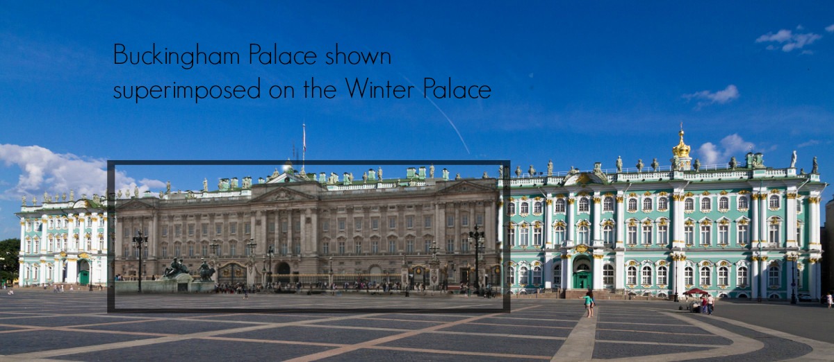 Buckingham Palace superimposed onto the Winter Palace