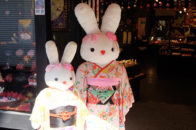 Rabbits dressed in japanese clothing