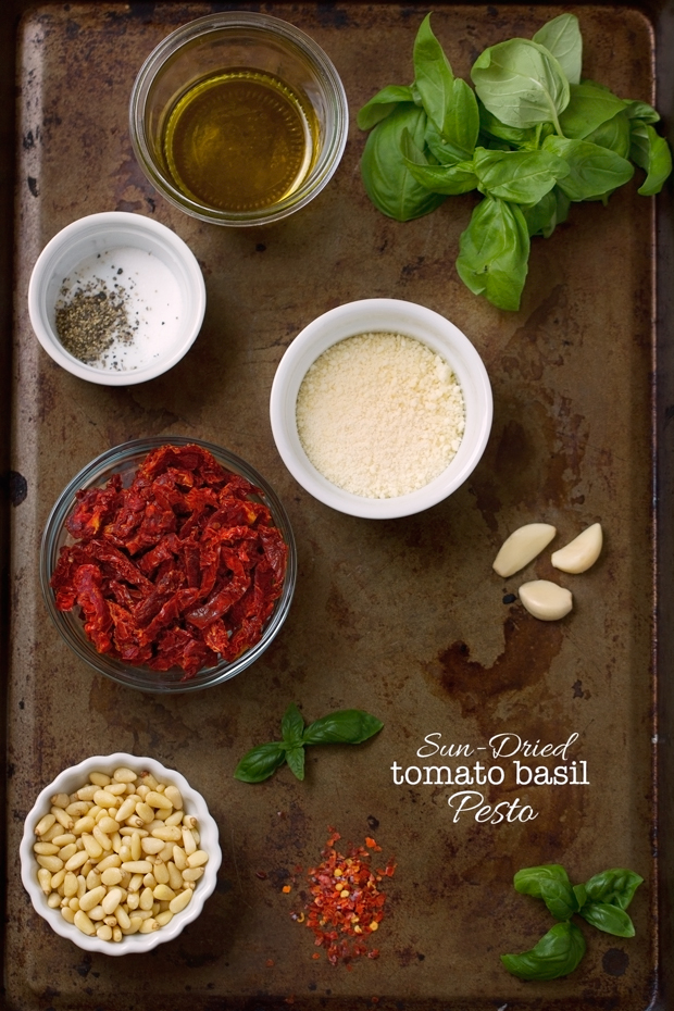 Homemade Sun-dried tomato pesto - so much more flavorful when you make it at home and cheaper too! #tomatopesto #tomatobasilpesto #pesto | Littlespicejar.com