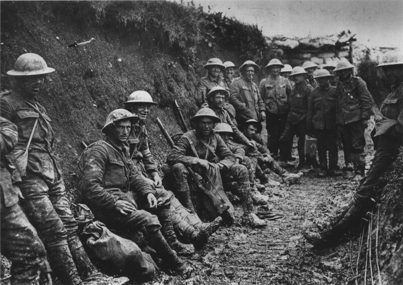 A ration party of the Royal Irish Rifles in a communication trench during the Battle of the Somme